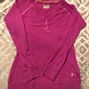 Fuchsia waffle top Henley under armour long sleeve
